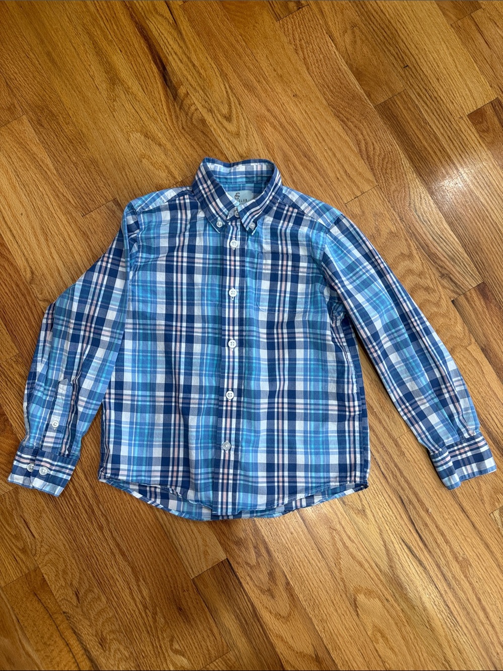 Class Club Boys Size (6/7) Blue Plaid Long Sleeve Button-Down Shirt